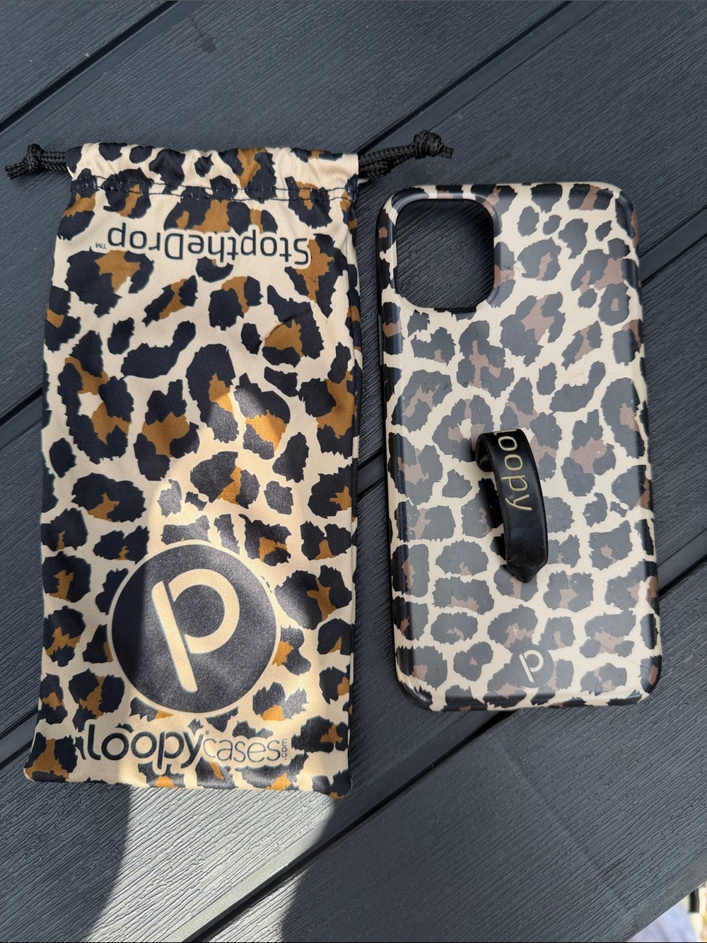 Loopy Case Leopard Print Phone Case with Loop Strap - Brown, Black & Cream